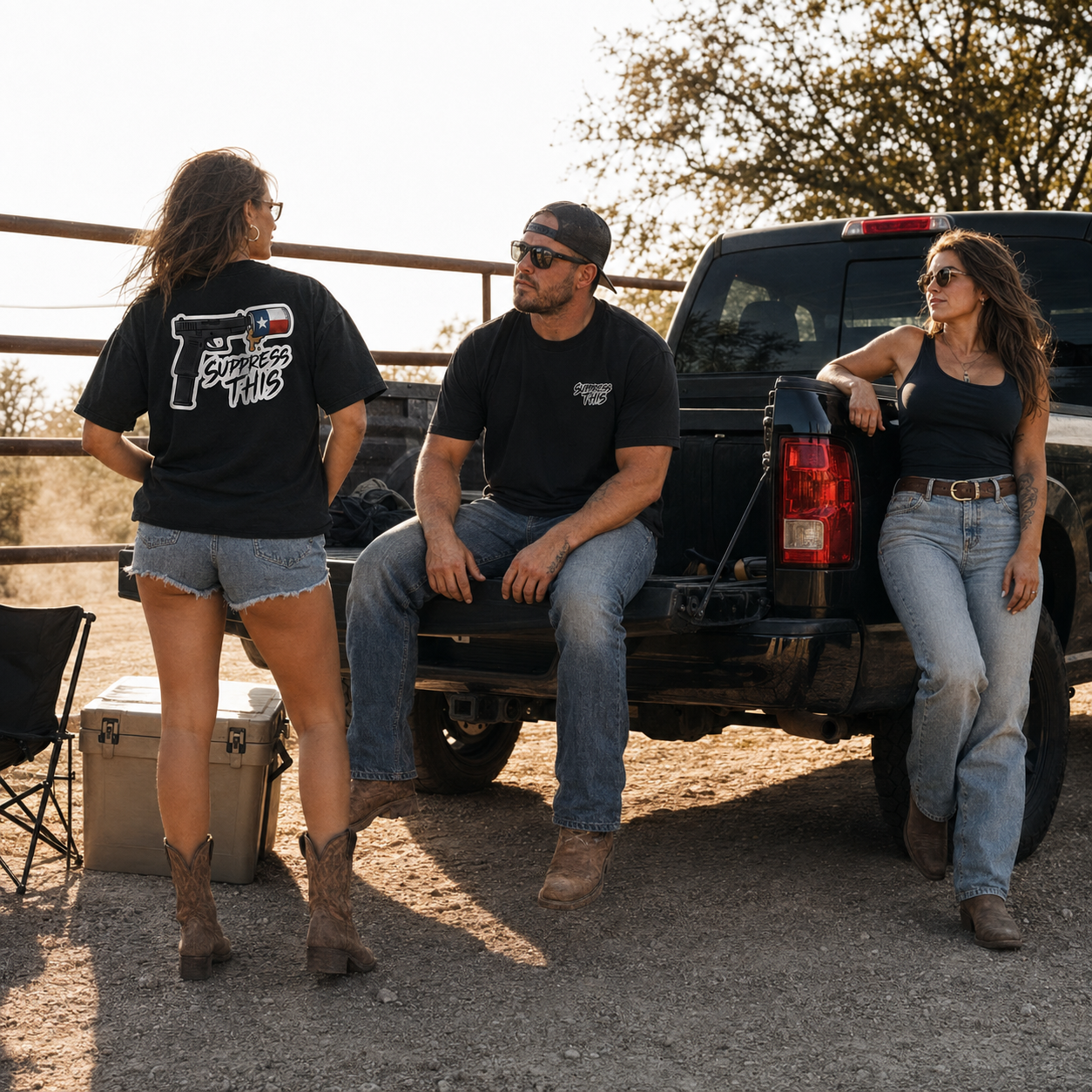 Texas Can tee at the tailgate — lifestyle
