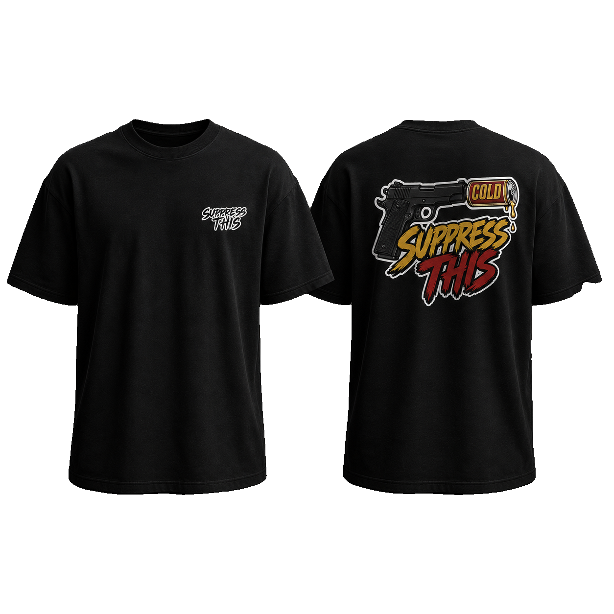 1911 Cold Old School tee — front and back, transparent background