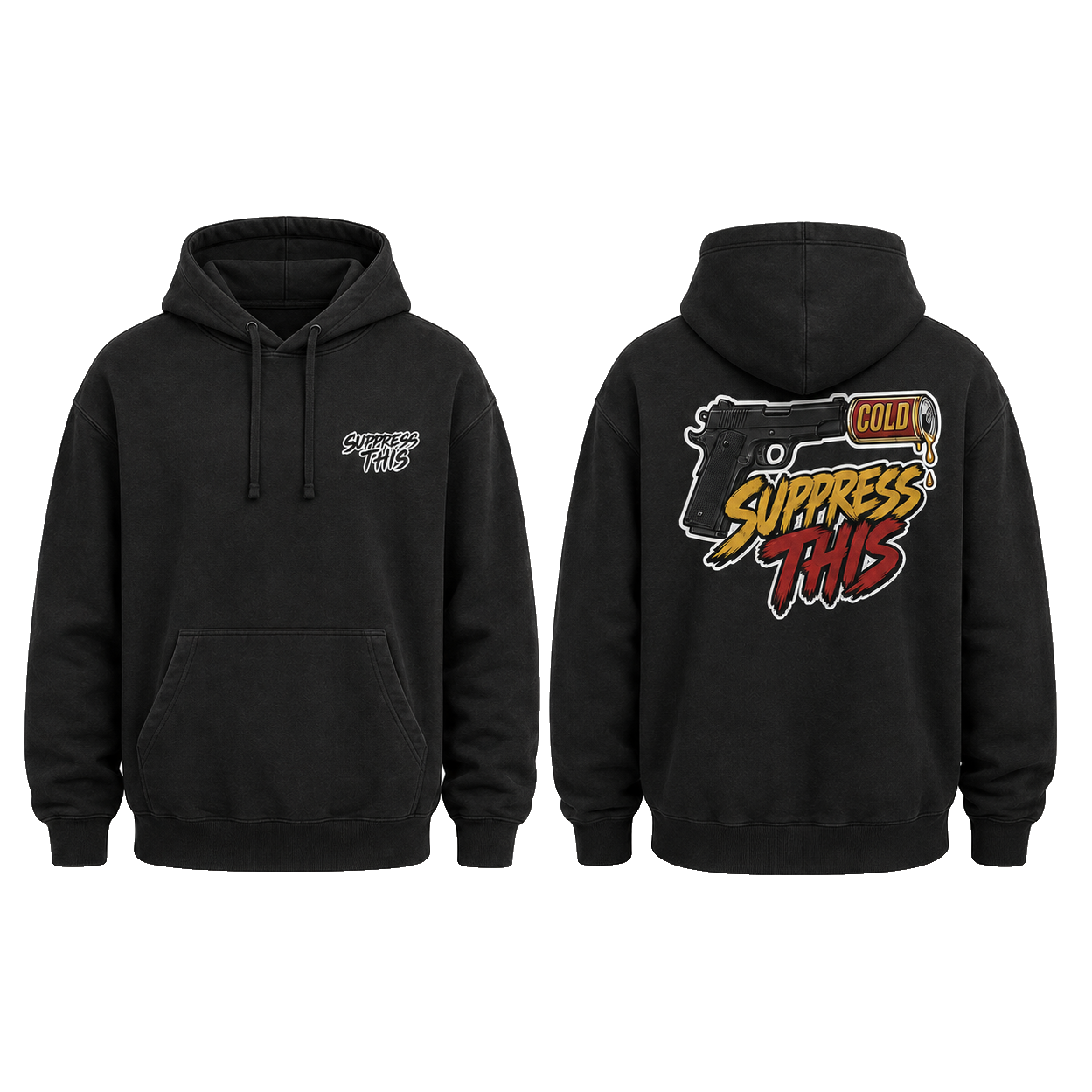 1911 Cold Old School hoodie — front and back, transparent background