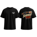 AK Lager Runs Dirty tee — front and back, transparent background