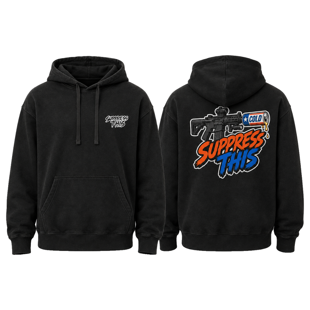 CQB Cold Low Profile hoodie — front and back, transparent background