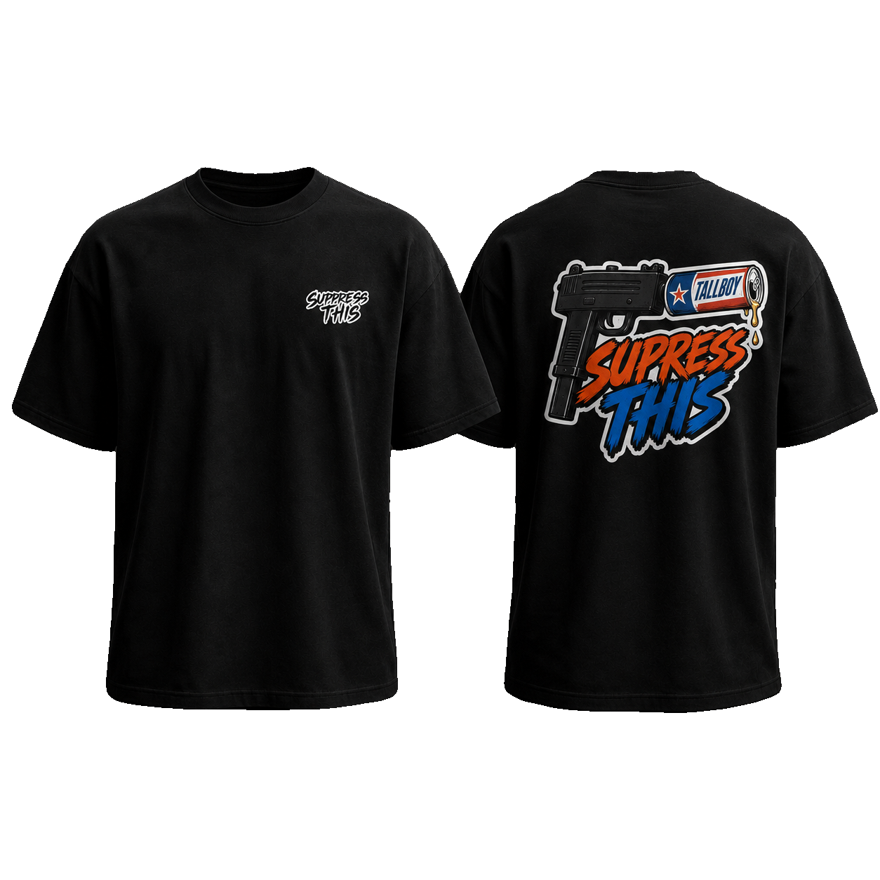 MAC Tallboy Big Night tee — front and back, transparent background