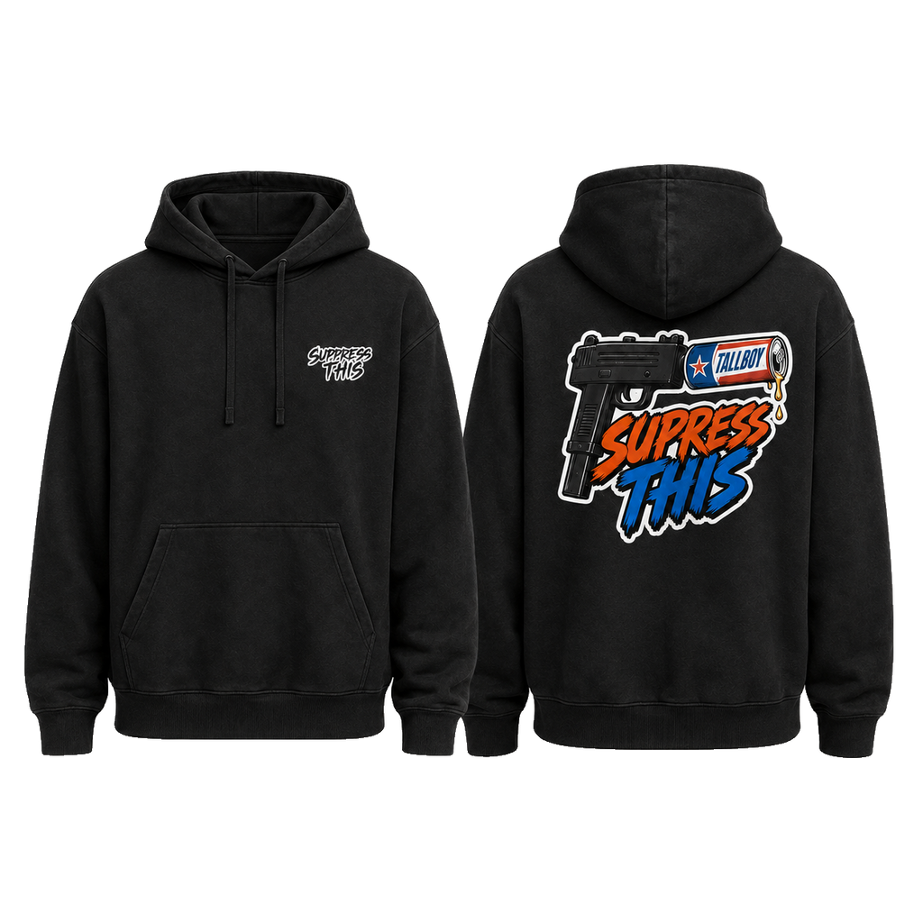 MAC Tallboy Big Night hoodie — front and back, transparent background