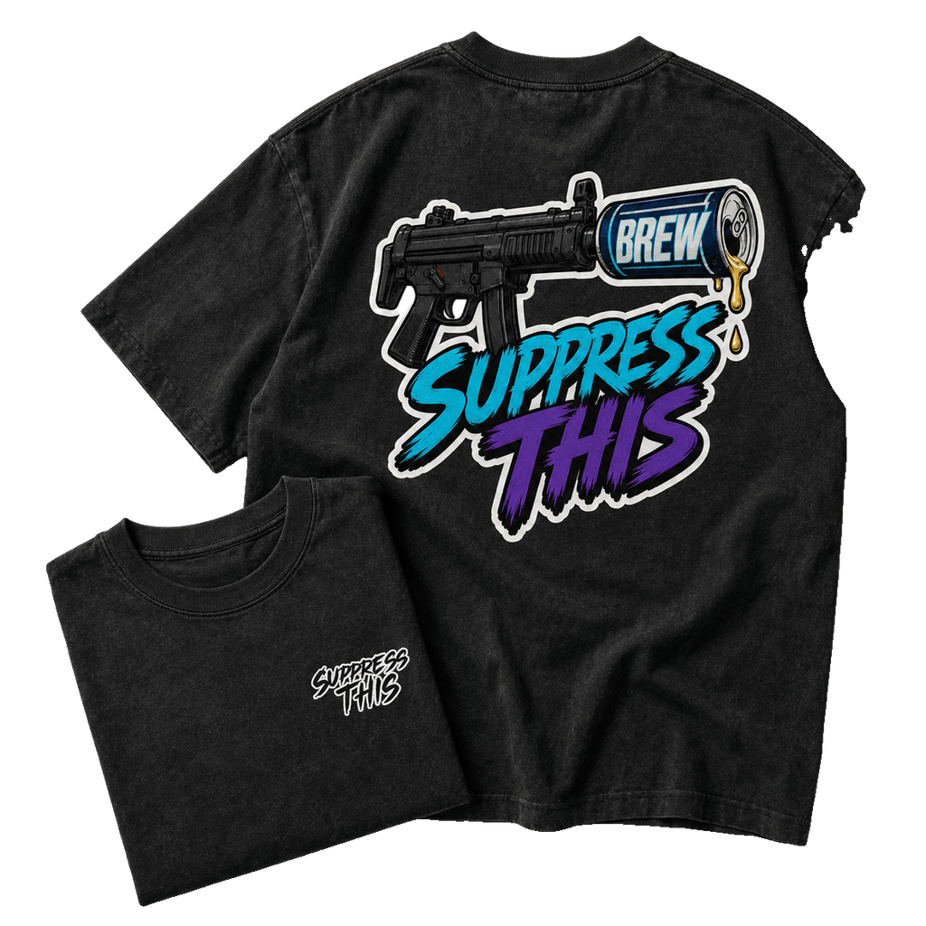 SMG Brew Mag Dump tee — flat lay detail