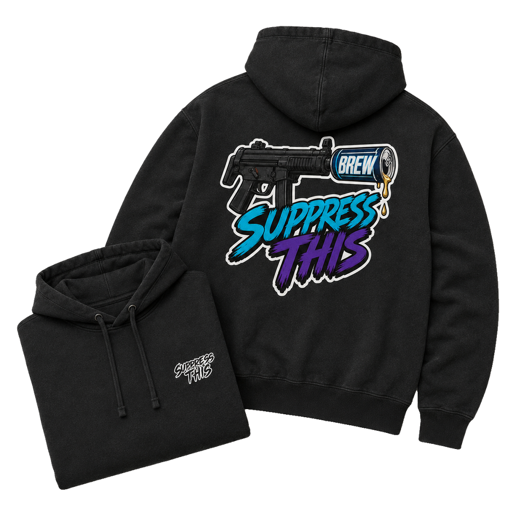 SMG Brew Mag Dump hoodie — flat lay detail