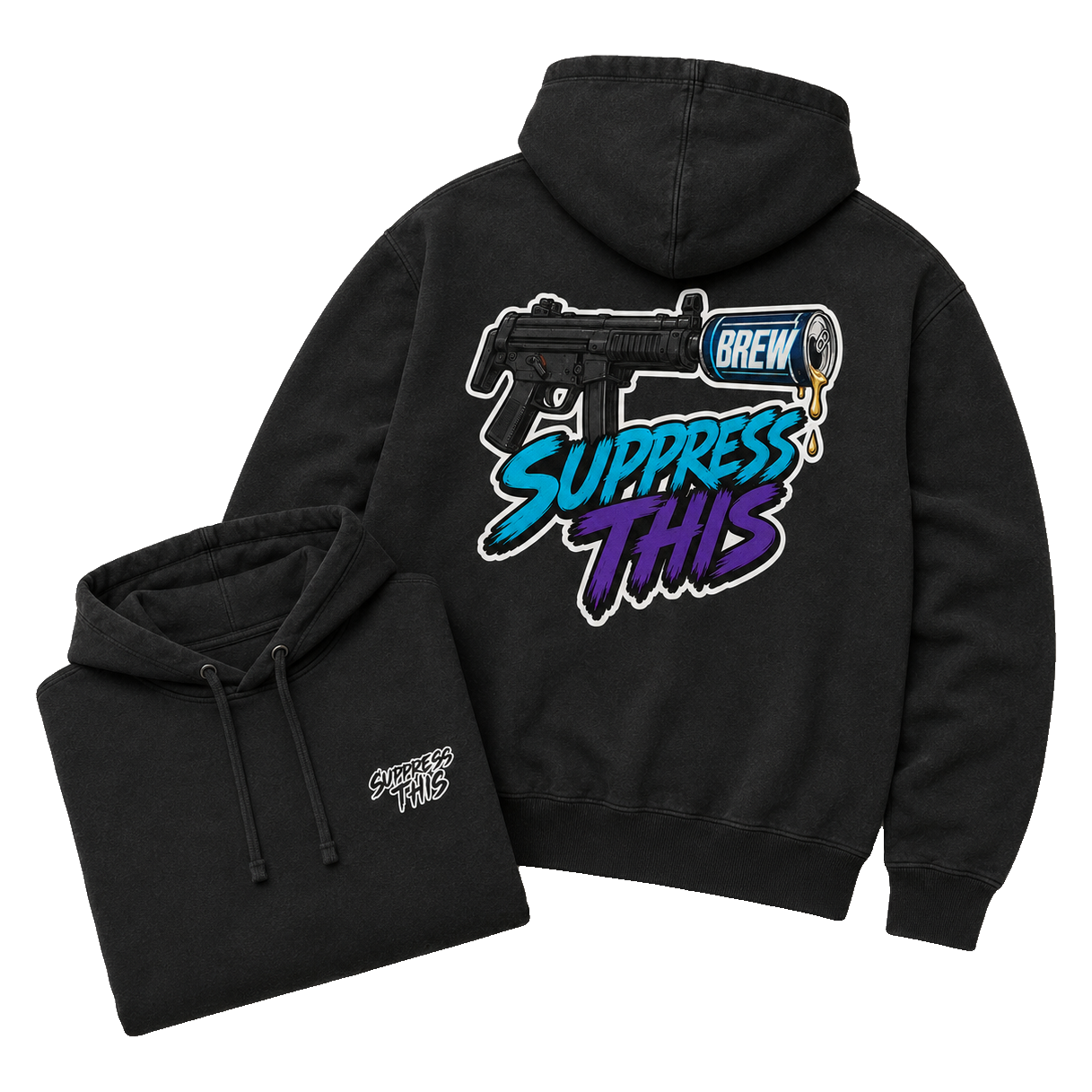 SMG Brew Mag Dump hoodie — flat lay detail