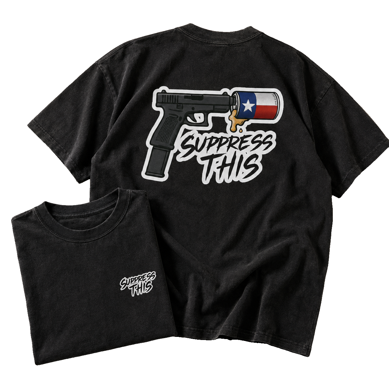 Texas Can Come and Drink It tee — flat lay detail